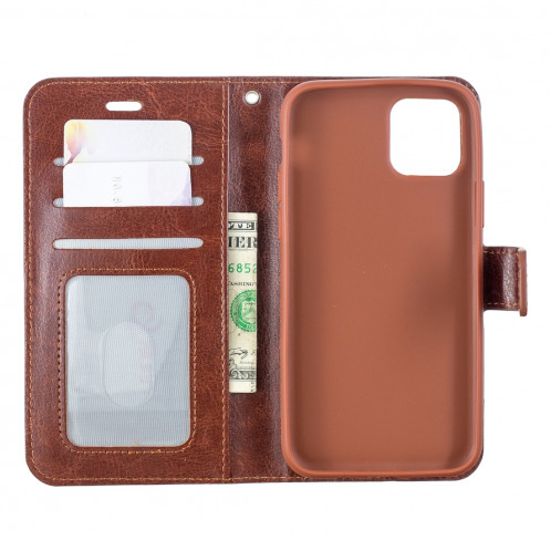 Étui en cuir à rabat horizontal avec texture pour Crazy Horse avec porte-cartes et porte-cartes, portefeuille et cadre photo pour iPhone 11 Pro (marron) SH601C1455-06