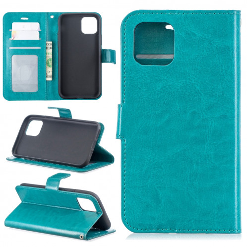 Étui en cuir à rabat horizontal pour texture Crazy Horse avec porte-cartes et porte-cartes, portefeuille et cadre photo pour iPhone 11 Pro (bleu) SH601E31-06