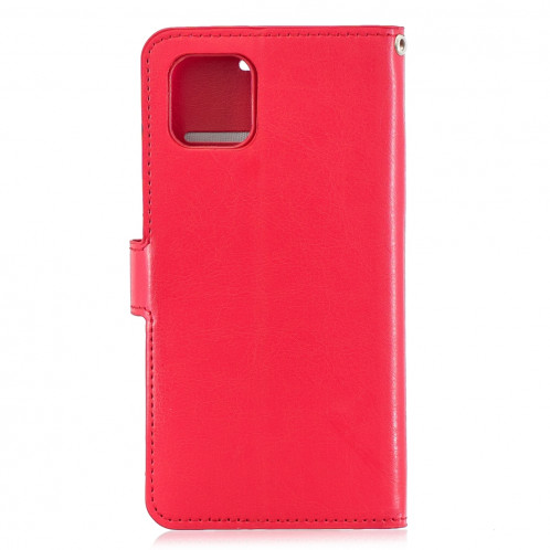 Étui en cuir à rabat horizontal pour texture Crazy Horse avec porte-cartes et fentes pour cartes et portefeuille et cadre photo pour iPhone 11 Pro Max (rouge) SH602B427-06