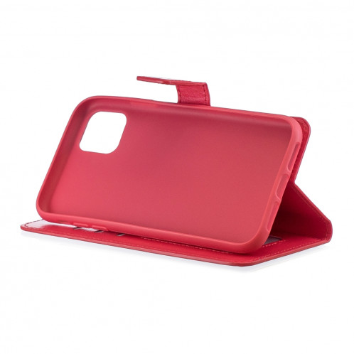 Étui en cuir à rabat horizontal pour texture Crazy Horse avec porte-cartes et fentes pour cartes et portefeuille et cadre photo pour iPhone 11 Pro Max (rouge) SH602B427-06