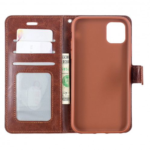 Étui en cuir à rabat horizontal avec texture pour Crazy Horse, porte-cartes et porte-monnaie, et cadre photo pour iPhone 11 Pro Max (marron) SH602C1117-06