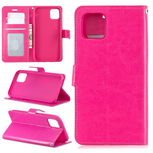 Étui en cuir à rabat horizontal avec texture pour Crazy Horse, porte-cartes et porte-monnaie, et cadre photo pour iPhone 11 Pro Max (rose) SH602D1737-06