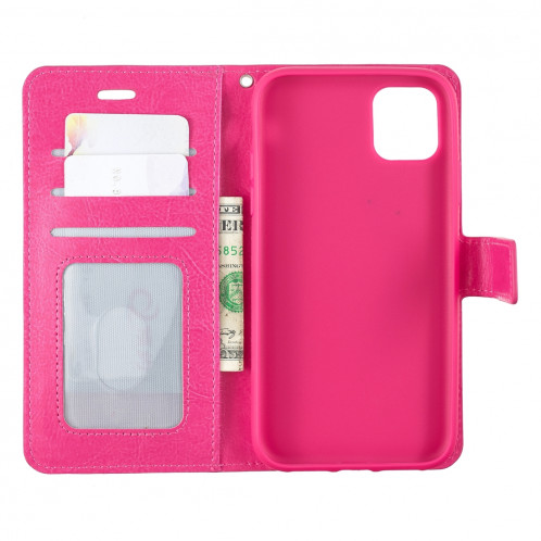 Étui en cuir à rabat horizontal avec texture pour Crazy Horse, porte-cartes et porte-monnaie, et cadre photo pour iPhone 11 Pro Max (rose) SH602D1737-06