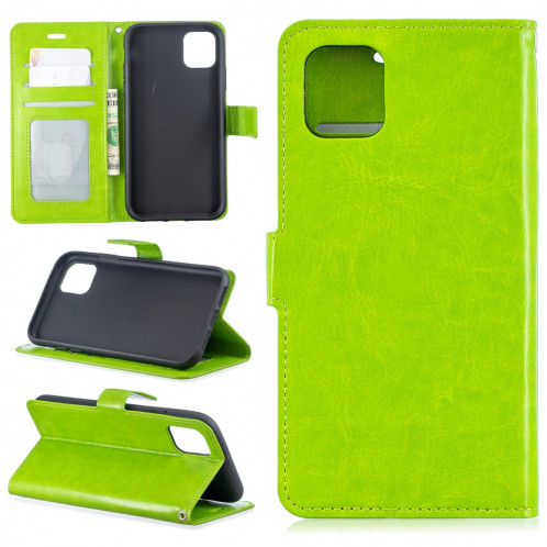 Étui en cuir à rabat horizontal pour texture Crazy Horse avec porte-cartes et fentes pour cartes et portefeuille et cadre photo pour iPhone 11 Pro Max (vert) SH602F1651-06