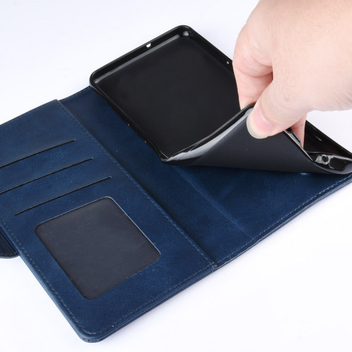 Housse en cuir à rabat horizontal à boucle magnétique double face pour iPhone 11 Pro Max, avec support et logements pour cartes, portefeuille et cadre photo (Rouge) SH901E1404-010