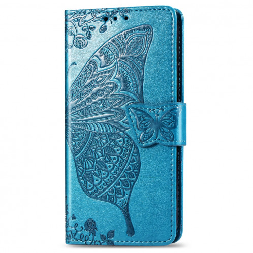Papillon Love Flowers Étui en cuir Flip horizontal gaufrage pour iPhone 11 Pro Max avec titulaire et fentes pour cartes et porte-monnaie et lanière (bleu) SH801B1397-017