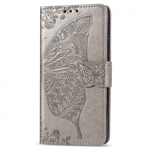 Papillon Love Flowers Étui à rabat horizontal en cuir Flip pour iPhone 11 Pro Max avec titulaire et fentes pour cartes et porte-monnaie et lanière (Gris) SH801C1830-017