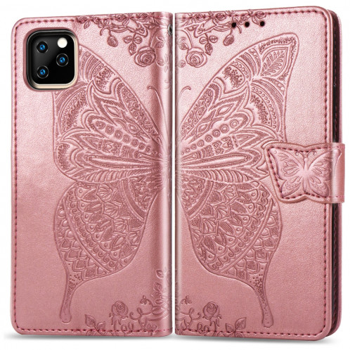 Papillon Love Flowers Étui à rabat en cuir avec rabat horizontal pour iPhone 11 Pro Max avec porte-cartes et porte-cartes SH801E1471-017