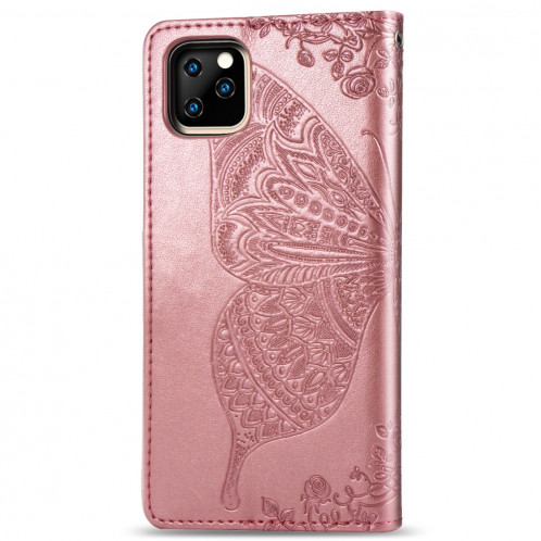 Papillon Love Flowers Étui à rabat en cuir avec rabat horizontal pour iPhone 11 Pro Max avec porte-cartes et porte-cartes SH801E1471-017