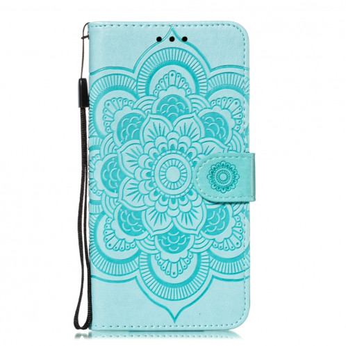 Etui à rabat horizontal en cuir Mandala avec motif gaufrage pour iPhone 11 Pro Max, avec support et logements pour cartes, portefeuille et cadre photo et lanière (vert) SH601E1056-07