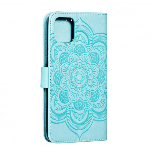 Etui à rabat horizontal en cuir Mandala avec motif gaufrage pour iPhone 11 Pro Max, avec support et logements pour cartes, portefeuille et cadre photo et lanière (vert) SH601E1056-07