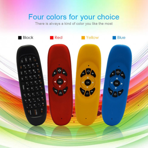 C120 2.4G Mini clavier souris à distance sans fil avec capteur 3-Gyro et 3-Gravity pour PC / HTPC / IPTV / Smart TV et Android TV Box etc. (Noir) SH001A1565-018