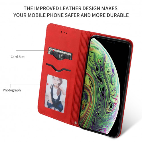 Etui en cuir avec rabat horizontal magnétique Business Skin Feel pour iPhone 11 Pro Max (rouge) SH001A1140-08