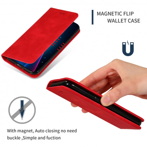 Etui en cuir avec rabat horizontal magnétique Business Skin Feel pour iPhone 11 Pro Max (rouge) SH001A1140-08