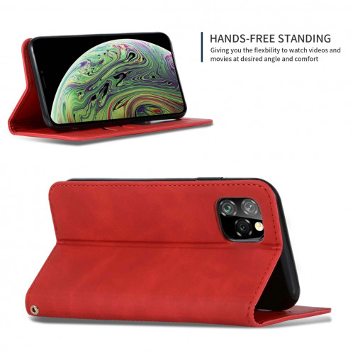 Etui en cuir avec rabat horizontal magnétique Business Skin Feel pour iPhone 11 Pro Max (rouge) SH001A1140-08