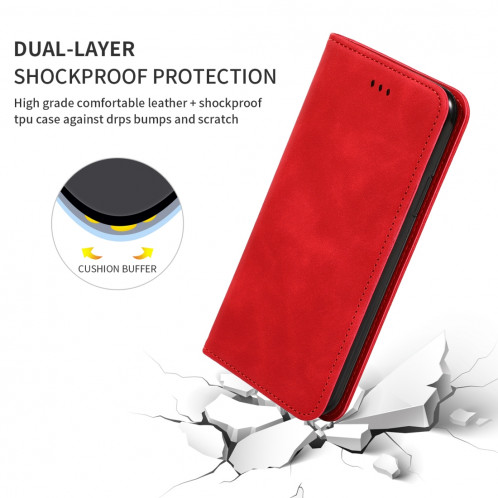 Etui en cuir avec rabat horizontal magnétique Business Skin Feel pour iPhone 11 Pro Max (rouge) SH001A1140-08