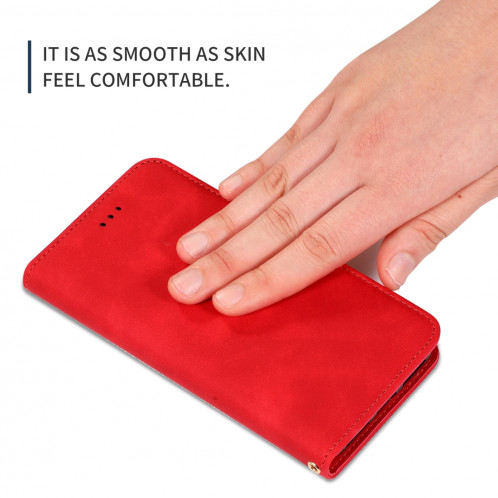 Etui en cuir avec rabat horizontal magnétique Business Skin Feel pour iPhone 11 Pro Max (rouge) SH001A1140-08
