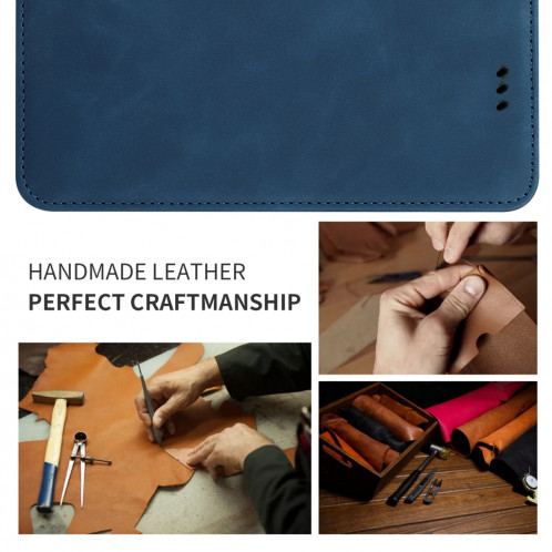 Etui en cuir avec rabat horizontal magnétique Business Skin Feel pour iPhone 11 Pro Max (bleu marine) SH001C1376-08