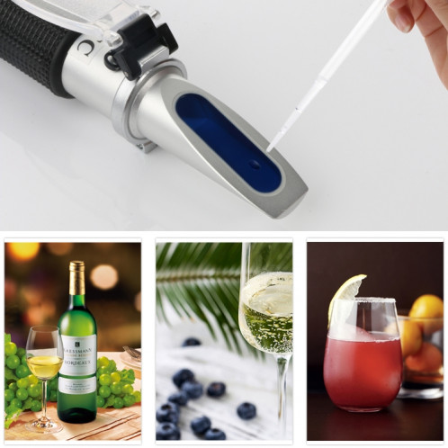 RZ136 Réfractomètre Réfractomètre Fruit Compteur à vin Sucre Portable Auto Brix 0 ~ 32% Alcool 0 ~ 26% Jus de fruits Vin Sugar compteur Réfractomètre SH3710672-06
