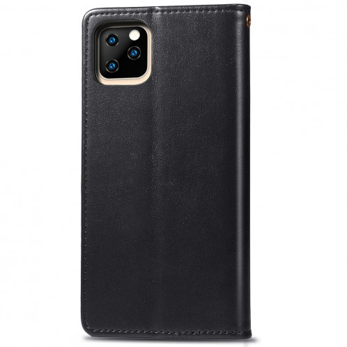 Etui en cuir de protection pour téléphone portable avec boucle pour photo, cadre photo et fente pour carte, portefeuille et support pour iPhone 11 Pro Max (noir) SH301A1775-014