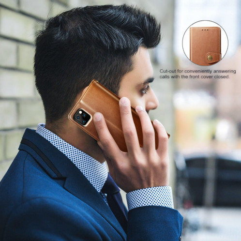 Etui en cuir de protection pour téléphone portable avec boucle pour photo, cadre photo et fente pour carte, portefeuille et support pour iPhone 11 Pro Max (noir) SH301A1775-014