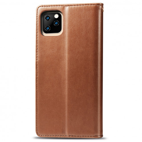 Etui en cuir de protection pour téléphone mobile avec boucle pour photo, cadre photo et fente pour carte, portefeuille et support pour iPhone 11 Pro Max (Marron) SH301B1096-014