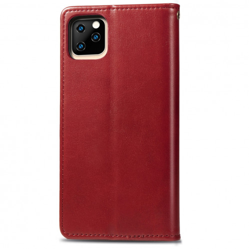 Etui en cuir de protection pour téléphone portable avec boucle pour photo, cadre photo et fente pour carte, portefeuille et support pour iPhone 11 Pro Max (rouge) SH301D528-014