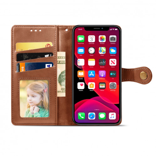 Etui en cuir de protection pour téléphone portable avec boucle pour photo, cadre photo et fente pour carte, portefeuille et support pour iPhone 11 Pro Max (vert) SH301E1139-015