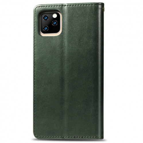 Etui en cuir de protection pour téléphone portable avec boucle pour photo, cadre photo et fente pour carte, portefeuille et support pour iPhone 11 Pro Max (vert) SH301E1139-015