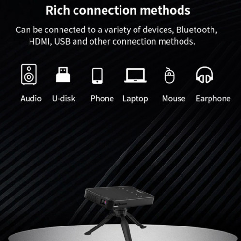 S90 DLP Android 9.0 1 Go + 8 Go 4K Mini projecteur intelligent WiFi, (noir) SH8002972-015