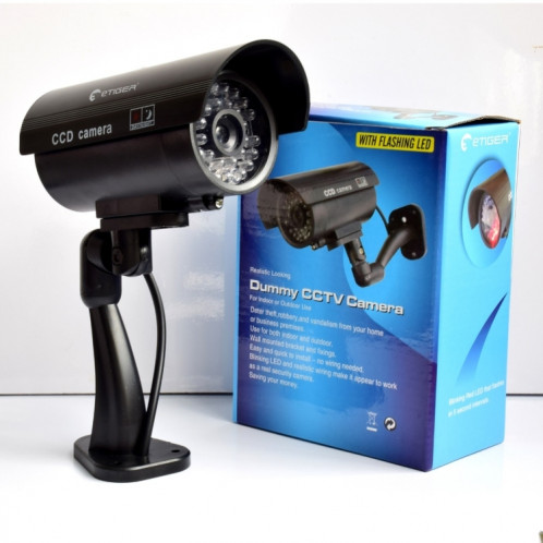 Caméra CCTV factice étanche avec LED clignotante pour une recherche réaliste d'alarme de sécurité (noir) SH301A840-06
