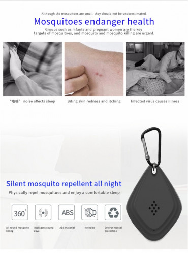 Répulsif anti-moustique extérieur Insecticide ultrasonique portatif anti-moustique USB chargeant la conversion de fréquence intelligente (noir) SH301A9-09
