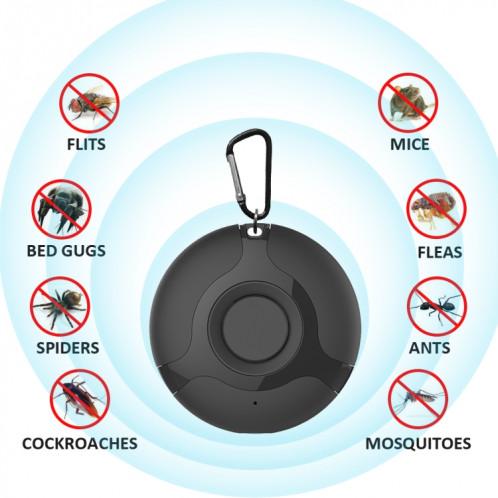 Électronique anti-moustique à ultrasons Araignée de cafard Chargement USB Smart Mosquito Drive (Noir) SH701A1883-08