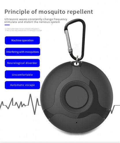 Électronique anti-moustique à ultrasons Araignée de cafard Chargement USB Smart Mosquito Drive (Noir) SH701A1883-08