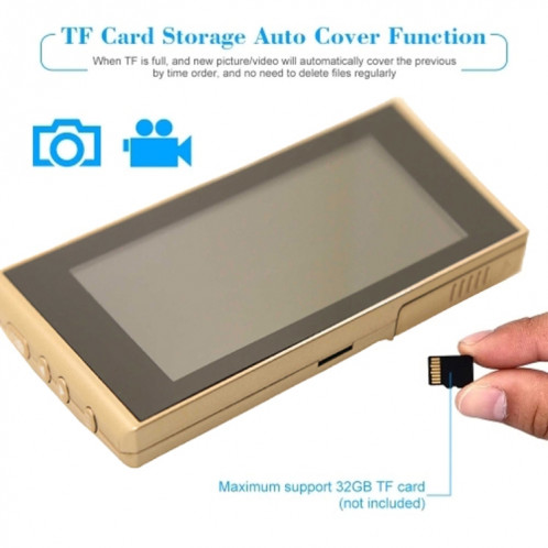 4.3 pouces écran couleur LCD sonnette numérique porte oeil sonnette visionneuse de caméra de porte de judas électronique (or) SH701A1160-010