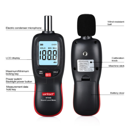 WT85B Niveau sonore audio Digital Decibel Mètre Digital Buand Compteur Testeur de bruit de l'environnement SW149B400-07