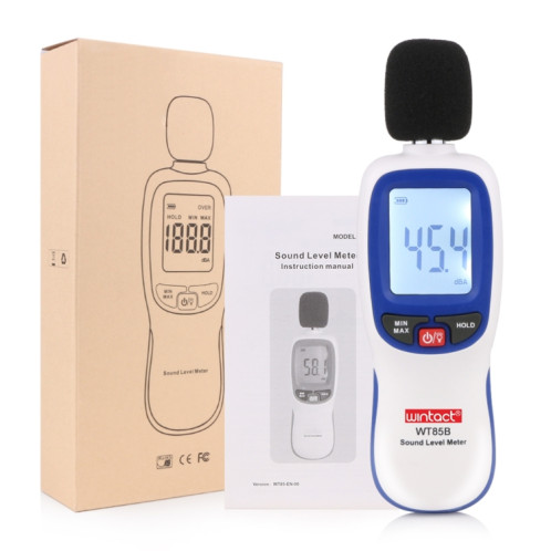 Wintact WT85B Niveau sonore de niveau sonore Digital Decibel Mètre Digital Buand Compteur Testeur de bruit de l'environnement SW41491259-07