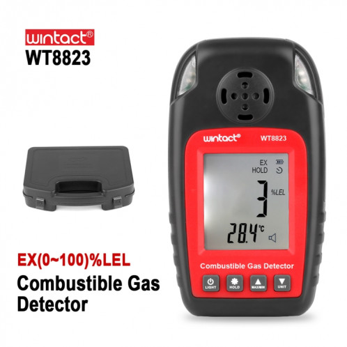 Wintact Wintact WT8823 Détecteur d'alarme de gaz combustible Gaz Fuite de gaz Inflammable Naturel Digital Digital LCD DISPOSITION DE DÉTECTEUR DE DÉCHETTEAU DE GAZ SW4248412-07