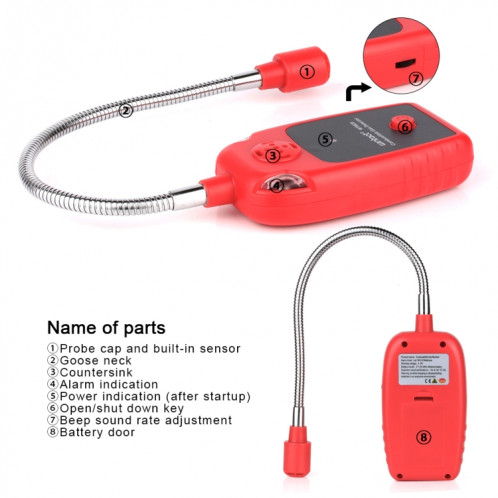 Détecteur d'alarme de gaz combustible WinTact WT8820 pour la maison Ligle Gaz Fuite de gaz Inflammable Detecteur de gaz de gaz naturel Moniteur Analyseur de gaz SW4251265-07