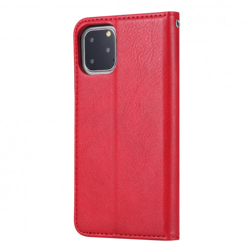 Étui en cuir à rabat horizontal avec texture pour peau pour iPhone 11 Pro, avec cadre photo et support, logements pour cartes et portefeuille (rouge) SH801B904-06
