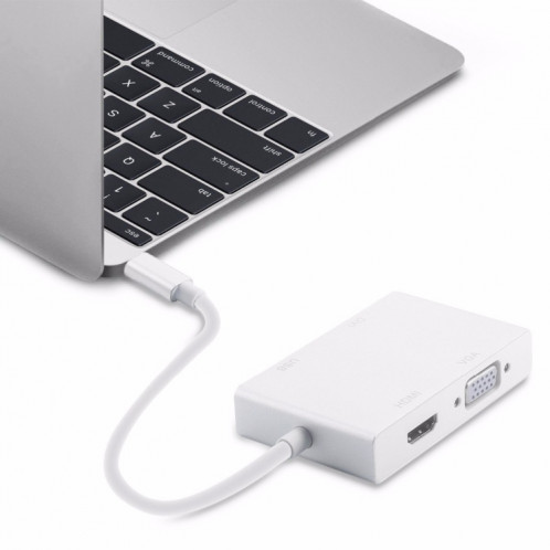 4 en 1 USB 3.1 USB C Type C vers HDMI VGA DVI USB 3.0 Câble adaptateur pour ordinateur portable Apple Macbook Google Chromebook Pixel SH4418868-08