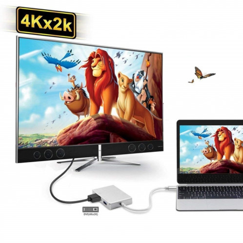 4 en 1 USB 3.1 USB C Type C vers HDMI VGA DVI USB 3.0 Câble adaptateur pour ordinateur portable Apple Macbook Google Chromebook Pixel SH4418868-08