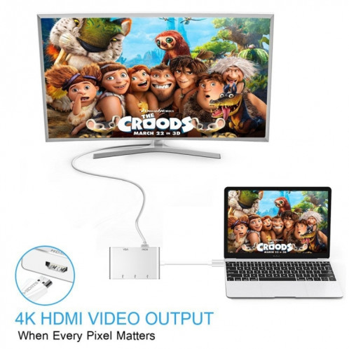 Adaptateur de hub USB C vers HDMI VGA USB 5 en 1 Convertisseur USB 3.1 pour ordinateur portable pour MacBook, ChromeBook Pixel, Huawei MateBook SH44191870-09