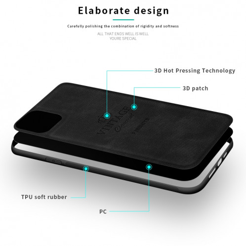 PINWUYO PC + TPU + étui de protection de la peau imperméable antichoc étanche pour iPhone 11 Pro (Noir) SP005A1385-013
