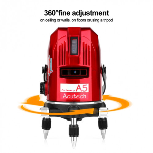 A5 Niveau laser 2 ~ 5 ligne Ligne de faisceau rouge à 360 degrés Niveau rotatif Seli-nivelant Horizontal et Vertical Disponible Laser Niveau laser SH4745993-08