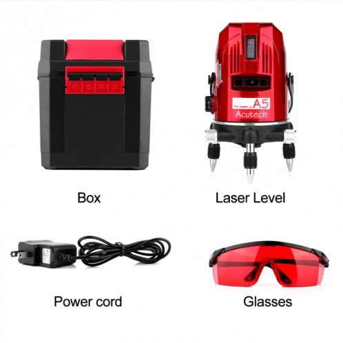 A5 Niveau laser 2 ~ 5 ligne Ligne de faisceau rouge à 360 degrés Niveau rotatif Seli-nivelant Horizontal et Vertical Disponible Laser Niveau laser SH4745993-08