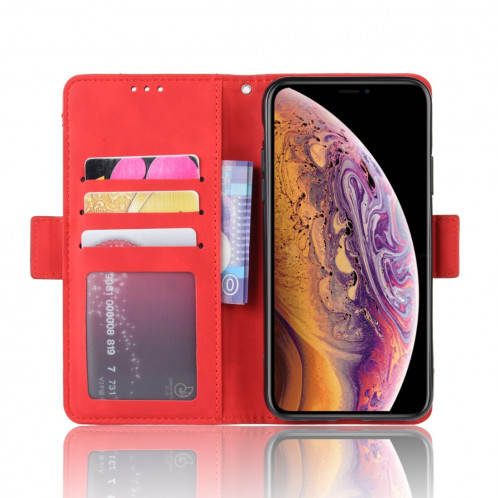 Étui en cuir de style portefeuille style skin veau pour iPhone 11 Pro, avec fente pour carte séparée (rouge) SH401D1420-011