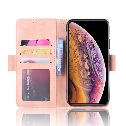 Étui en cuir de style portefeuille style skin veau pour iPhone 11 Pro, avec fente pour carte séparée (rose) SH401E604-011