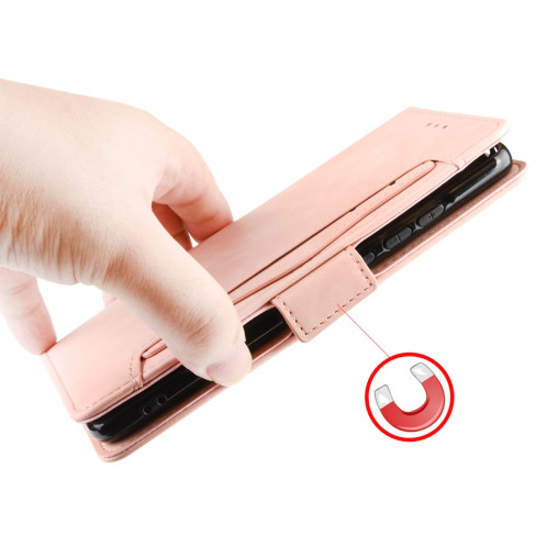 Étui en cuir de style portefeuille style skin veau pour iPhone 11 Pro, avec fente pour carte séparée (rose) SH401E604-011