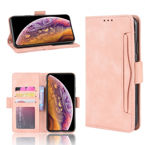 Étui en cuir de style portefeuille style skin veau pour iPhone 11 Pro, avec fente pour carte séparée (rose) SH401E604-011